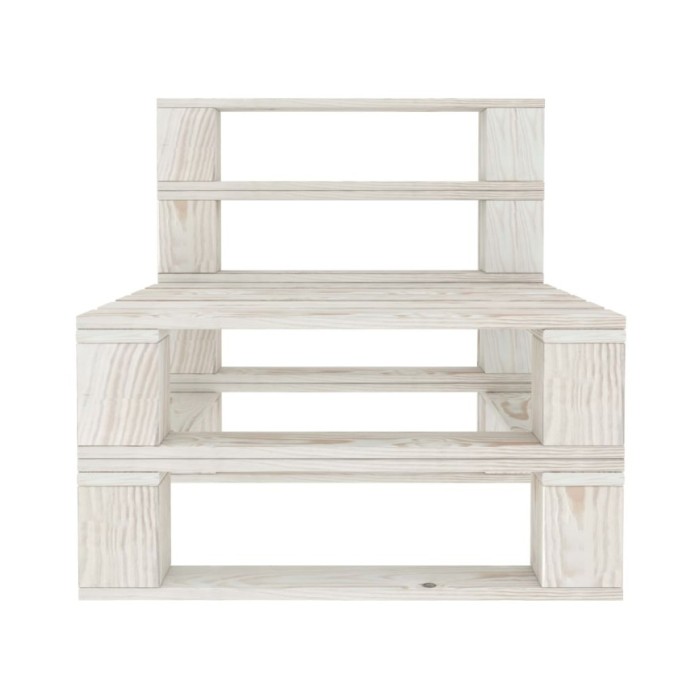 Canapé palette à 3 places de jardin Blanc Bois 