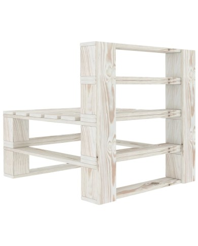 Canapé palette à 3 places de jardin Blanc Bois 