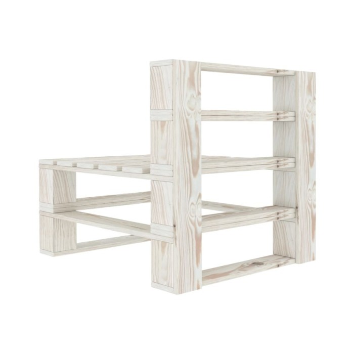 Canapé palette à 3 places de jardin Blanc Bois 