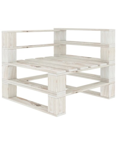 Canapé palette à 3 places de jardin Blanc Bois 