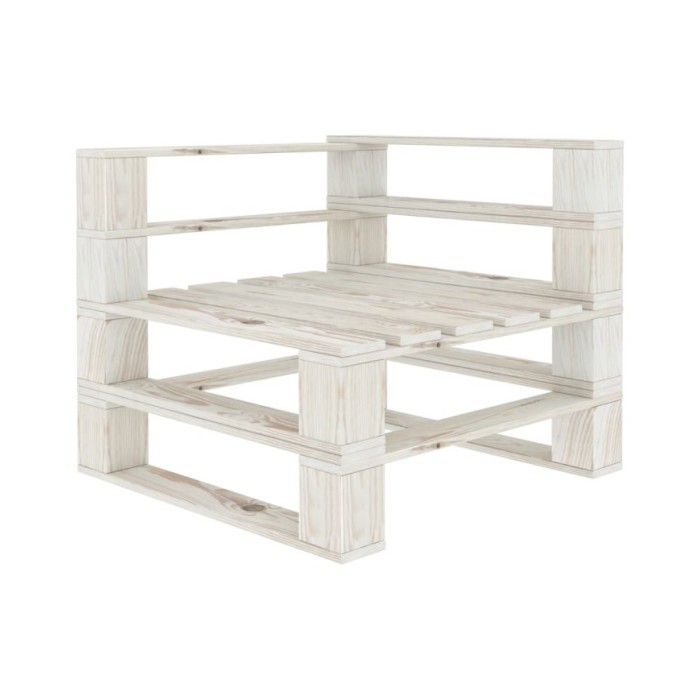 Canapé palette à 3 places de jardin Blanc Bois 