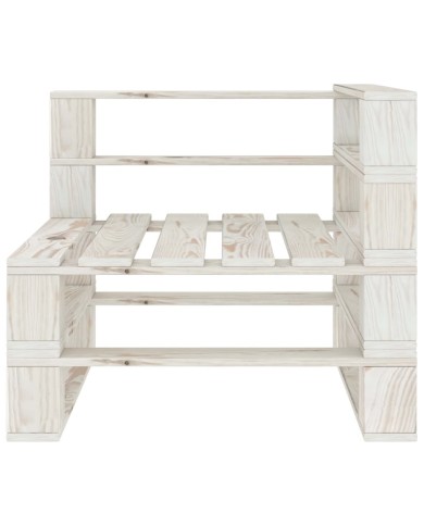 Canapé palette à 3 places de jardin Blanc Bois 