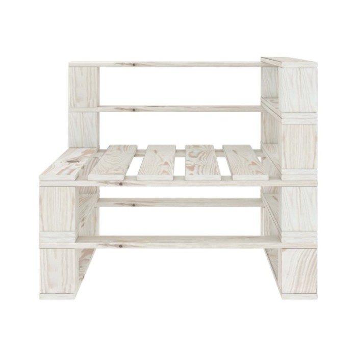 Canapé palette à 3 places de jardin Blanc Bois 