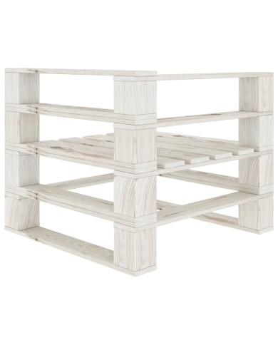 Canapé palette à 3 places de jardin Blanc Bois 