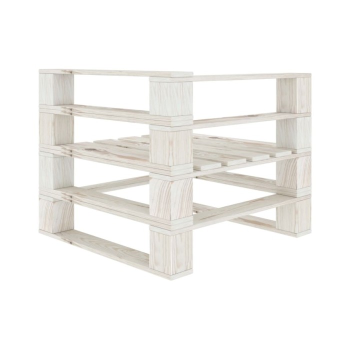 Canapé palette à 3 places de jardin Blanc Bois 