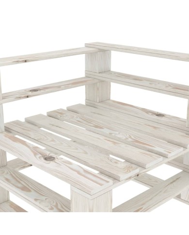 Canapé palette à 3 places de jardin Blanc Bois 