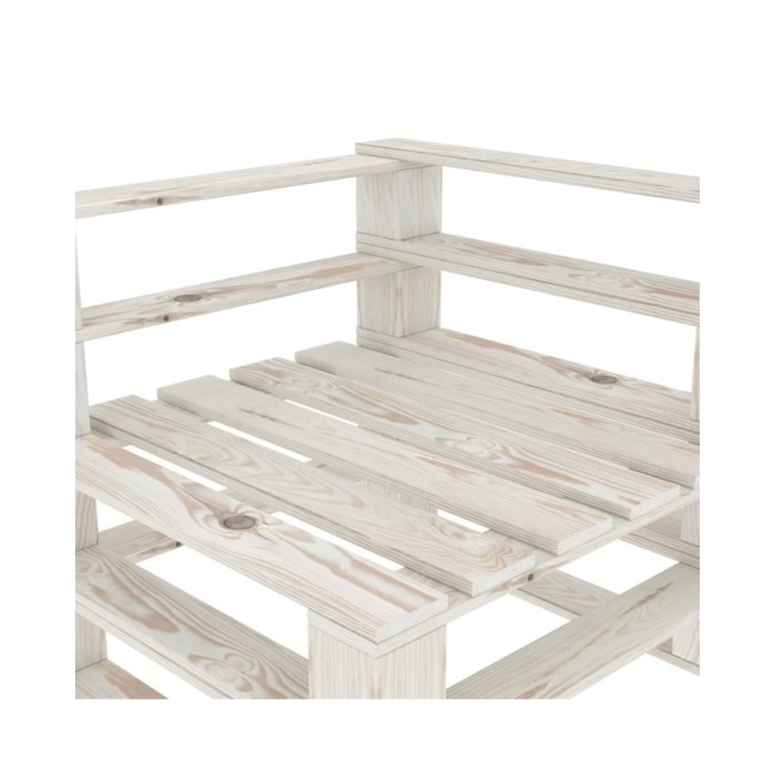 Canapé palette à 3 places de jardin Blanc Bois 