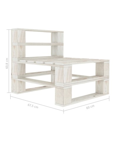 Canapé palette à 3 places de jardin Blanc Bois 