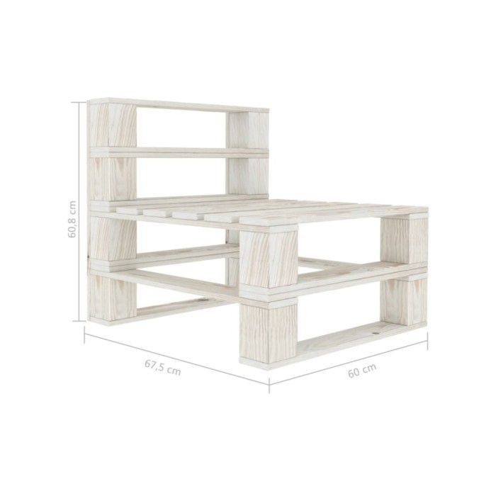 Canapé palette à 3 places de jardin Blanc Bois 