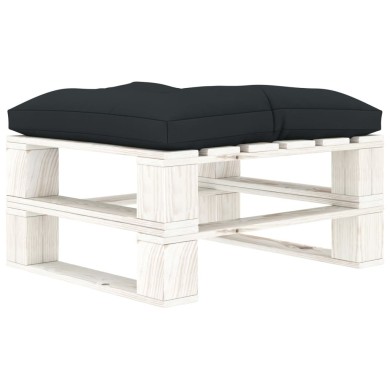 Repose-pied palette de jardin avec coussin anthracite Bois