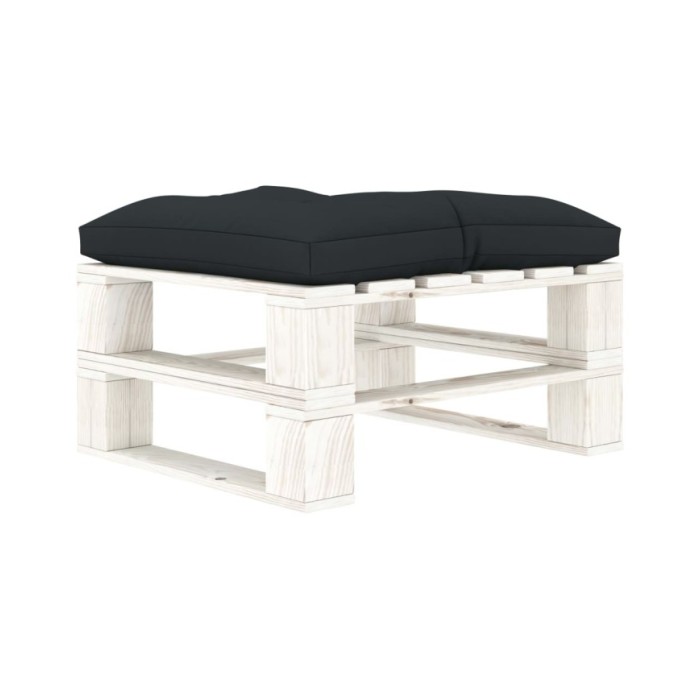 Repose-pied palette de jardin avec coussin anthracite Bois