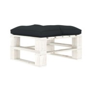 Repose-pied palette de jardin avec coussin anthracite Bois