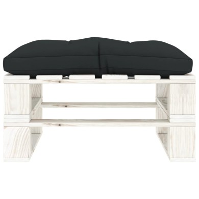 Repose-pied palette de jardin avec coussin anthracite Bois
