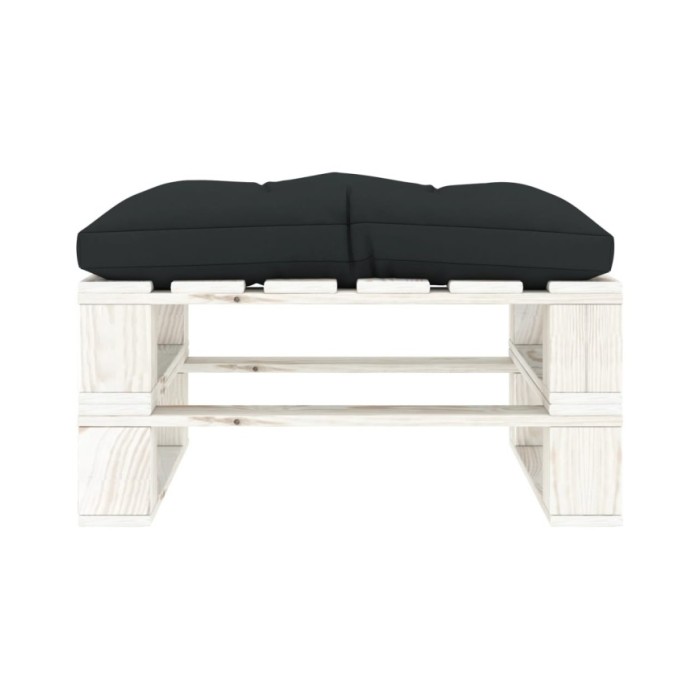 Repose-pied palette de jardin avec coussin anthracite Bois