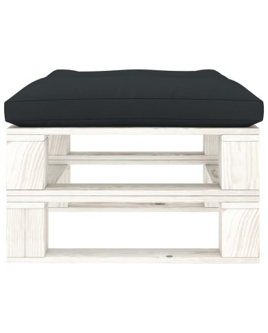 Repose-pied palette de jardin avec coussin anthracite Bois