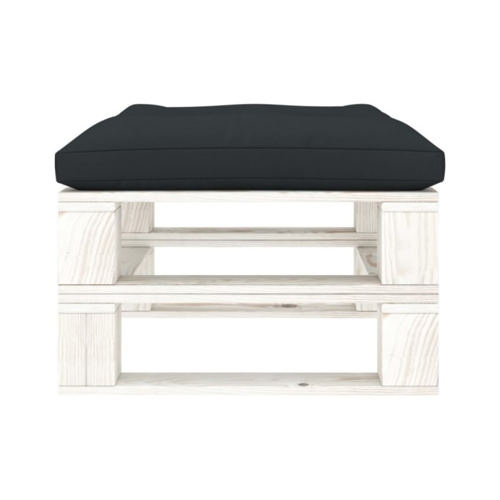 Repose-pied palette de jardin avec coussin anthracite Bois