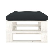 Repose-pied palette de jardin avec coussin anthracite Bois