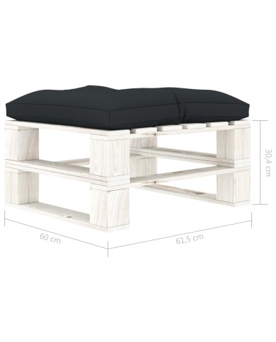 Repose-pied palette de jardin avec coussin anthracite Bois
