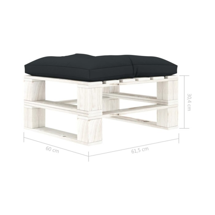Repose-pied palette de jardin avec coussin anthracite Bois