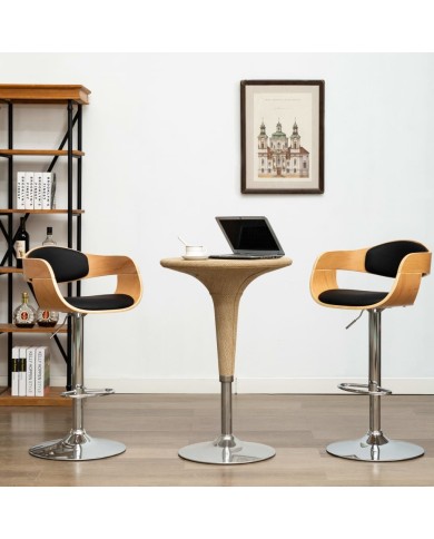 Chaises de bar 2 pcs Noir Bois courbé et similicuir