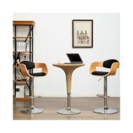 Chaises de bar 2 pcs Noir Bois courbé et similicuir