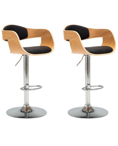 Chaises de bar 2 pcs Noir Bois courbé et similicuir