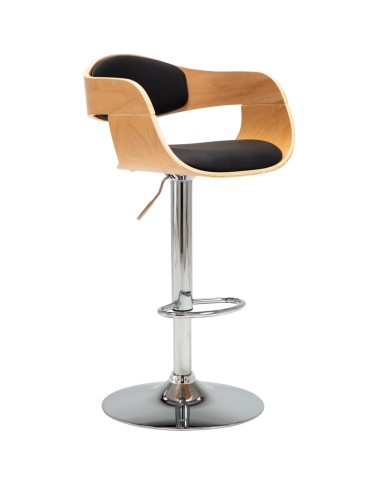 Chaises de bar 2 pcs Noir Bois courbé et similicuir