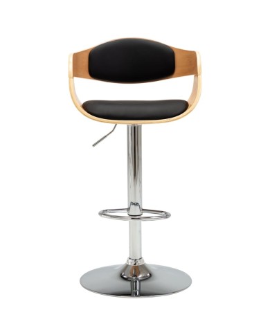 Chaises de bar 2 pcs Noir Bois courbé et similicuir