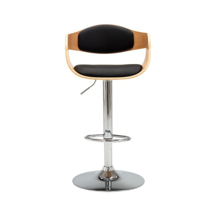 Chaises de bar 2 pcs Noir Bois courbé et similicuir