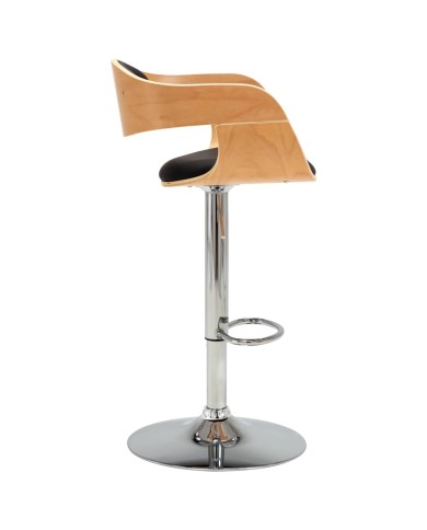 Chaises de bar 2 pcs Noir Bois courbé et similicuir