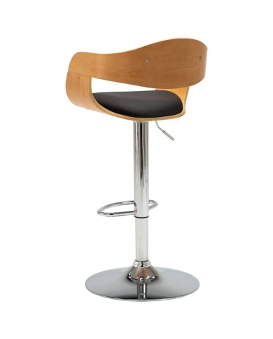 Chaises de bar 2 pcs Noir Bois courbé et similicuir