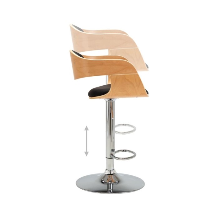 Chaises de bar 2 pcs Noir Bois courbé et similicuir