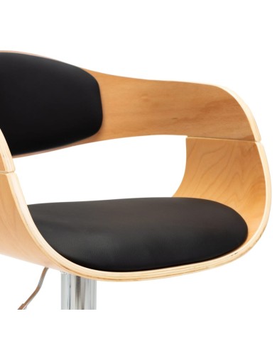 Chaises de bar 2 pcs Noir Bois courbé et similicuir