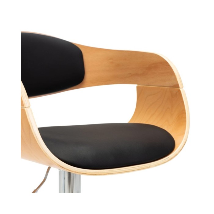 Chaises de bar 2 pcs Noir Bois courbé et similicuir