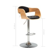 Chaises de bar 2 pcs Noir Bois courbé et similicuir