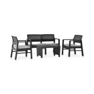 Salon de jardin 4 pcs avec coussins Plastique Anthracite
