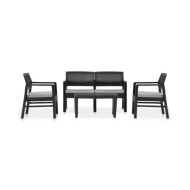 Salon de jardin 4 pcs avec coussins Plastique Anthracite