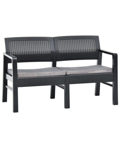 Salon de jardin 4 pcs avec coussins Plastique Anthracite
