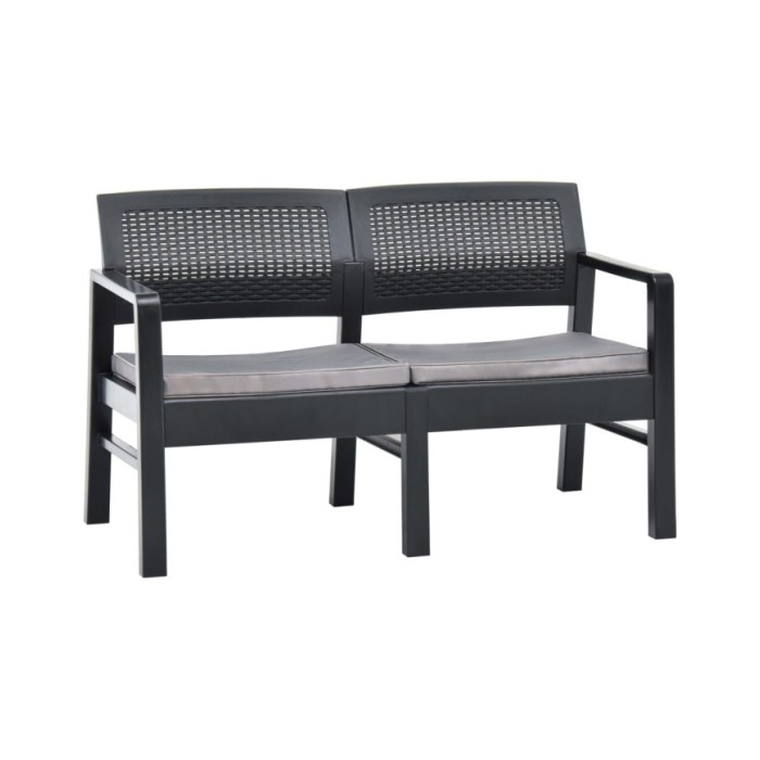 Salon de jardin 4 pcs avec coussins Plastique Anthracite