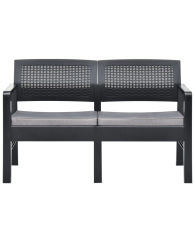 Salon de jardin 4 pcs avec coussins Plastique Anthracite