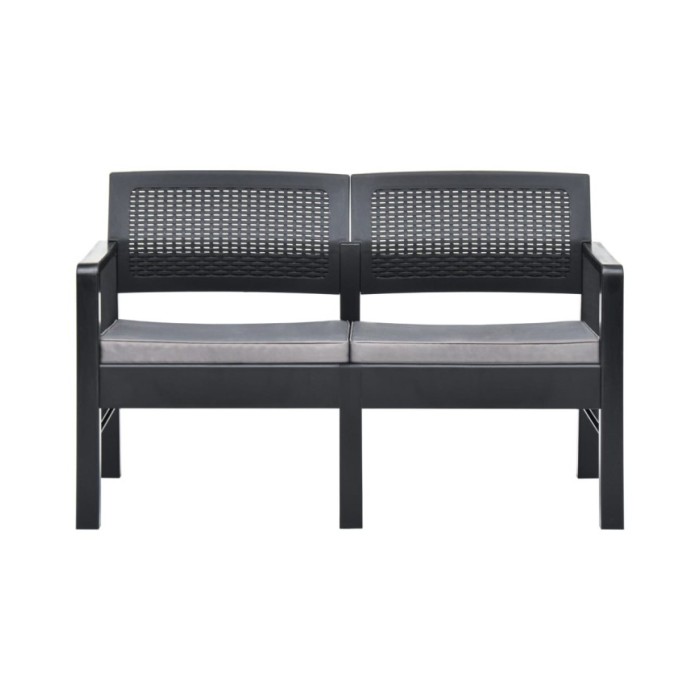 Salon de jardin 4 pcs avec coussins Plastique Anthracite