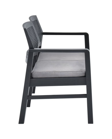 Salon de jardin 4 pcs avec coussins Plastique Anthracite