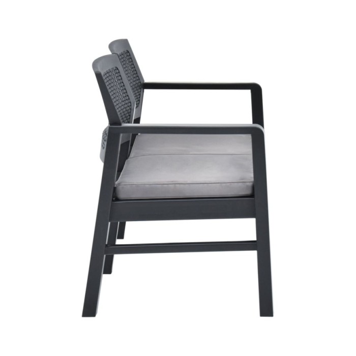 Salon de jardin 4 pcs avec coussins Plastique Anthracite