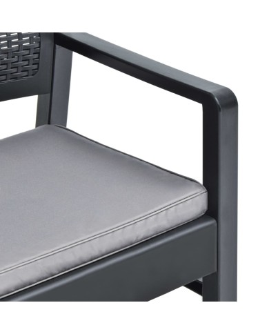 Salon de jardin 4 pcs avec coussins Plastique Anthracite