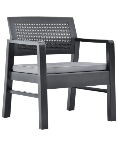 Salon de jardin 4 pcs avec coussins Plastique Anthracite