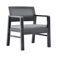 Salon de jardin 4 pcs avec coussins Plastique Anthracite