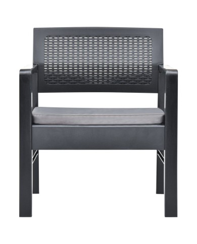 Salon de jardin 4 pcs avec coussins Plastique Anthracite