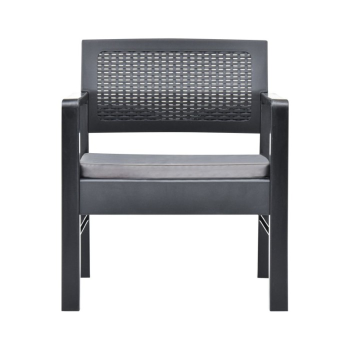 Salon de jardin 4 pcs avec coussins Plastique Anthracite