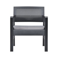 Salon de jardin 4 pcs avec coussins Plastique Anthracite
