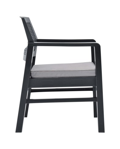 Salon de jardin 4 pcs avec coussins Plastique Anthracite